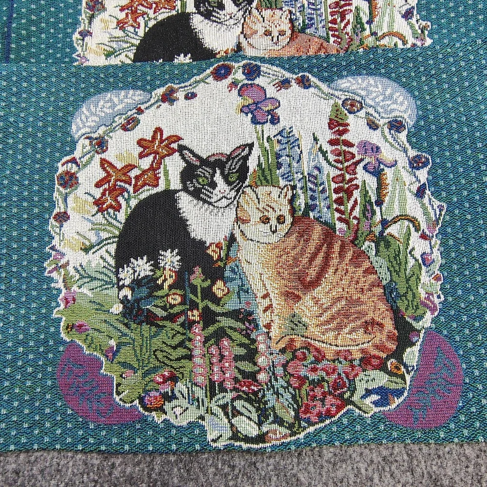 Vintage Hearth & Home Cats Woven Tapestry Placemats set of 6  13 X 19